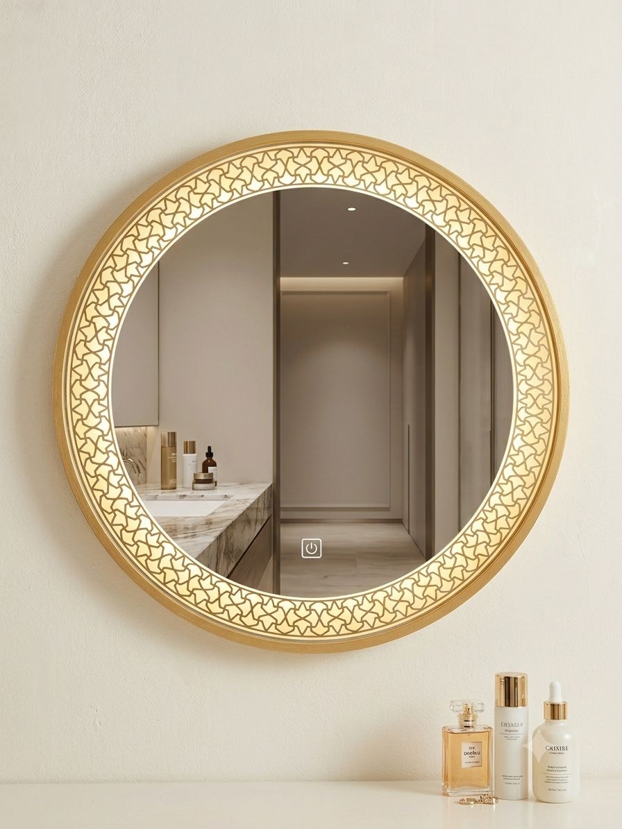 Aura Round LED Mirror With Frame