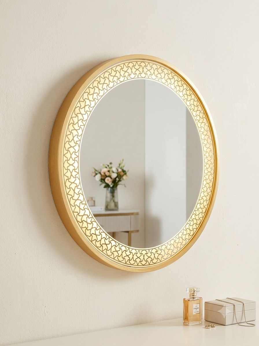 Aura Round LED Mirror With Frame - Image 3