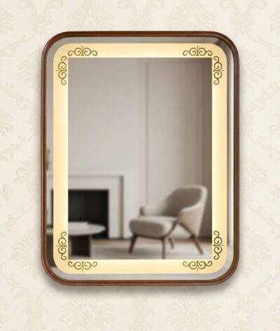 Wooden Finish Frame Led Mirror